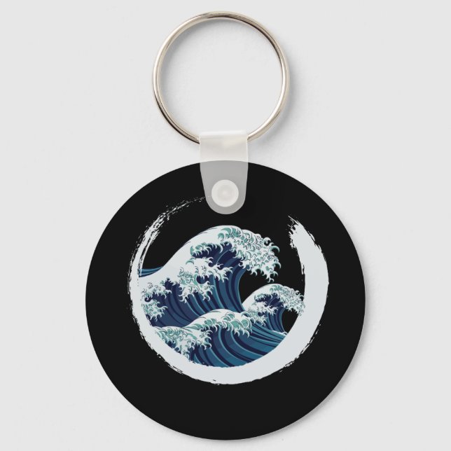 Kanagawa Japanese The great wave Key Ring (Front)