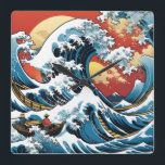 Kanagawa Japanese The great wave Square Wall Clock<br><div class="desc">Under the Wave Off Hokusai's Kanagawa Japanese The great wave</div>