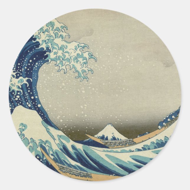 Kanagawa Wave by Katsushika Hokusai Classic Round Sticker (Front)