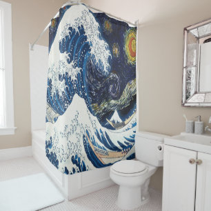Kanagawa Waves, Japanese Art Pattern Shower Curtain
