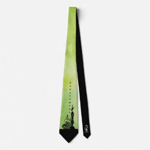 Kanak arrowhead neckline. pistachio green tie