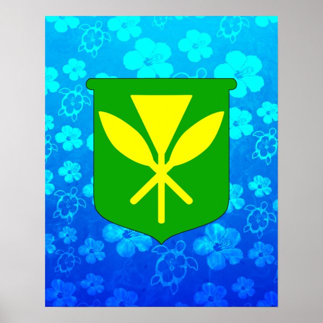 Kanaka Maoli Blue Honu Poster (Front)