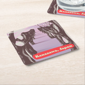 Kanazawa, Japan Blossom Square Paper Coaster