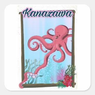 Kanazawa Japan vintage style travel poster Square Sticker