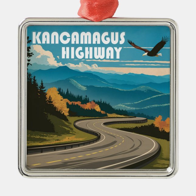 Kancamagus Highway New Hampshire Eagle Metal Tree Decoration (Front)
