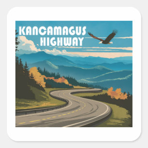 Kancamagus Highway New Hampshire Eagle Square Sticker