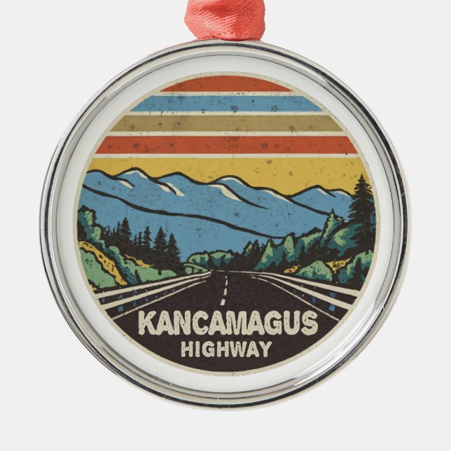 Kancamagus Highway New Hampshire Mountains Metal Tree Decoration (Front)