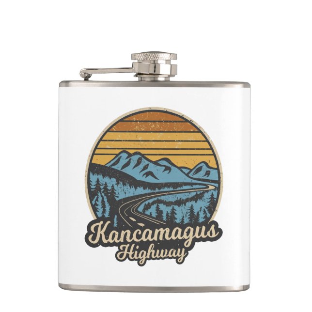Kancamagus Highway New Hampshire Retro Hip Flask (Front)