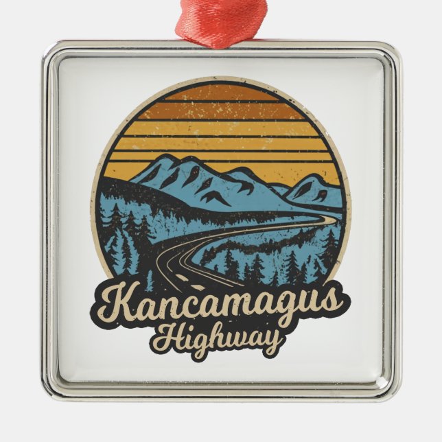 Kancamagus Highway New Hampshire Retro Metal Tree Decoration (Front)