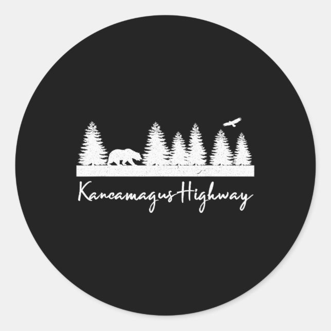 Kancamagus Highway New Hampshire Rustic Bear Wildl Classic Round Sticker (Front)
