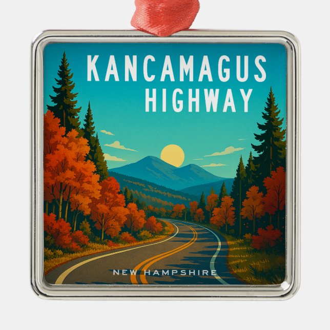 Kancamagus Highway New Hampshire Sunset Metal Tree Decoration (Front)