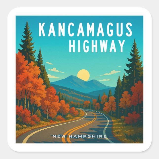 Kancamagus Highway New Hampshire Sunset Square Sticker (Front)