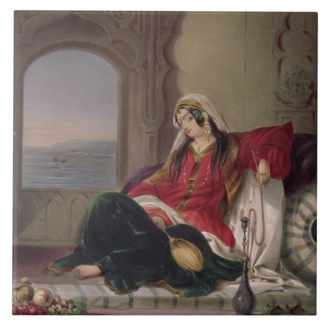 Kandahar Lady of Rank, Engaged in Smoking, plate 2 Tile (Front)