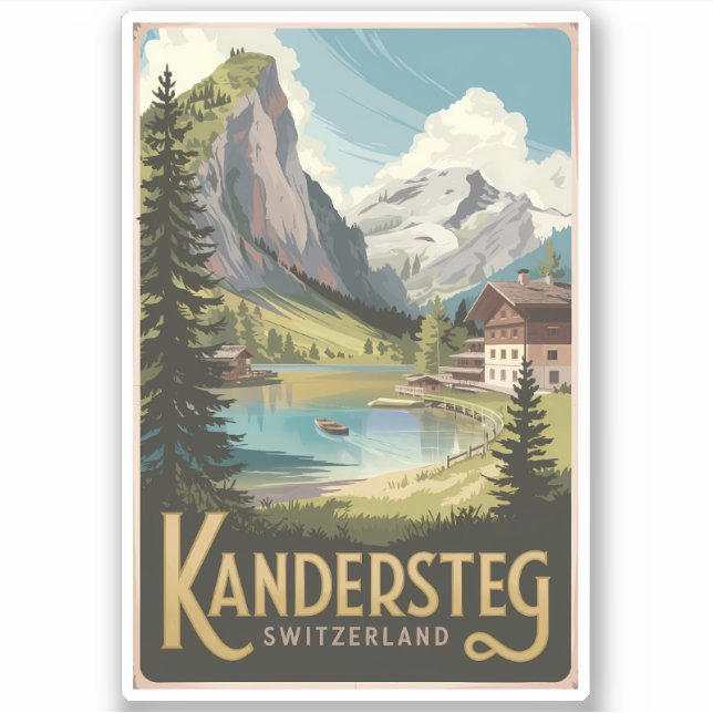 Kandersteg Switzerland Illustration Travel Art (Front)