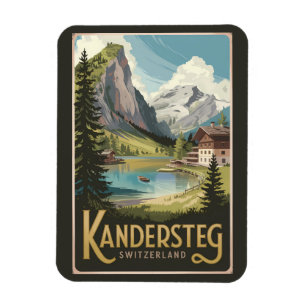 Kandersteg Switzerland Illustration Travel Art Magnet