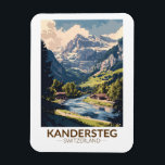 Kandersteg Switzerland Painterly Travel Art Retro Magnet<br><div class="desc">Kandersteg retro vector travel design. Kandersteg is a high-altitude resort village in the Bernese Oberland region of Switzerland. Trails, like the challenging Allmenalp, and a cable car head east to Lake Oeschinen.</div>