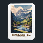 Kandersteg Switzerland Painterly Travel Art Retro Magnet<br><div class="desc">Kandersteg retro vector travel design. Kandersteg is a high-altitude resort village in the Bernese Oberland region of Switzerland. Trails,  like the challenging Allmenalp,  and a cable car head east to Lake Oeschinen.</div>
