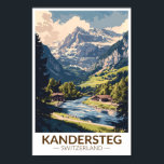 Kandersteg Switzerland Painterly Travel Art Retro Poster<br><div class="desc">Kandersteg retro vector travel design. Kandersteg is a high-altitude resort village in the Bernese Oberland region of Switzerland. Trails,  like the challenging Allmenalp,  and a cable car head east to Lake Oeschinen.</div>