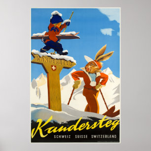 Kandersteg, Switzerland, Ski Travel Poster
