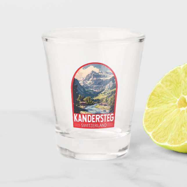 Kandersteg Switzerland Travel Art Emblem Shot Glass (Front)