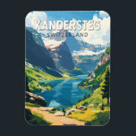 Kandersteg Switzerland Travel Art Vintage Magnet<br><div class="desc">Kandersteg retro vector travel design. Kandersteg is a high-altitude resort village in the Bernese Oberland region of Switzerland. Trails,  like the challenging Allmenalp,  and a cable car head east to Lake Oeschinen.</div>