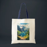 Kandersteg Switzerland Travel Art Vintage Tote Bag<br><div class="desc">Kandersteg retro vector travel design. Kandersteg is a high-altitude resort village in the Bernese Oberland region of Switzerland. Trails,  like the challenging Allmenalp,  and a cable car head east to Lake Oeschinen.</div>