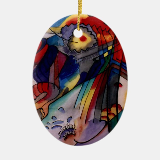 Kandinsky 1913 Abstract Painting Ceramic Tree Decoration (Front)