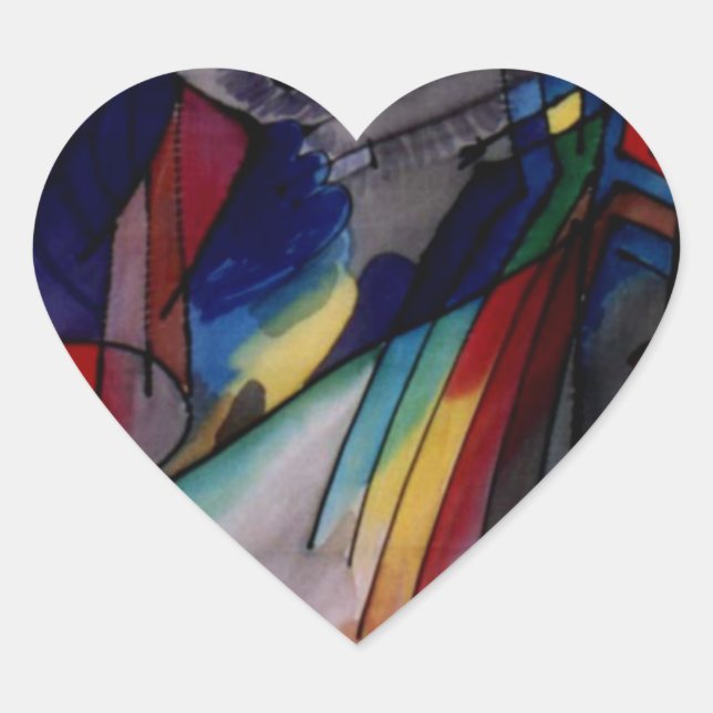 Kandinsky 1913 Abstract Painting Heart Sticker (Front)