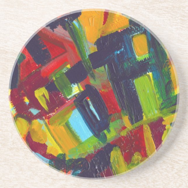 Kandinsky '304' Colorful Abstract Painting Coaster (Front)
