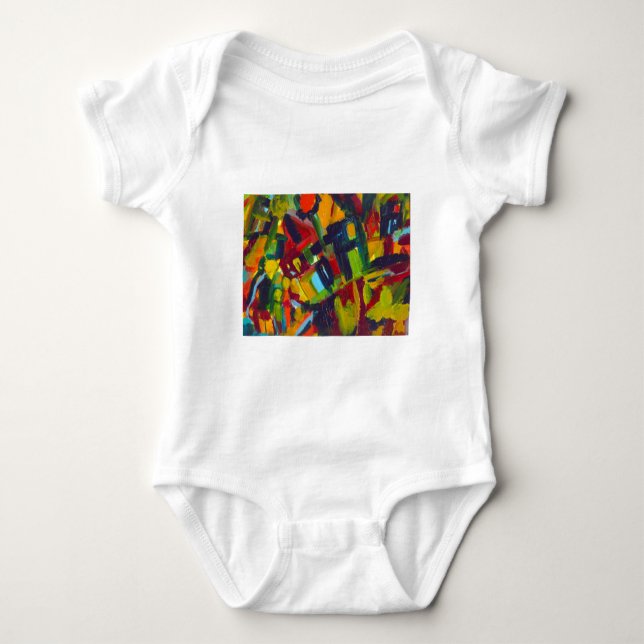 Kandinsky 304 Colourful Abstract Artwork Baby Bodysuit (Front)