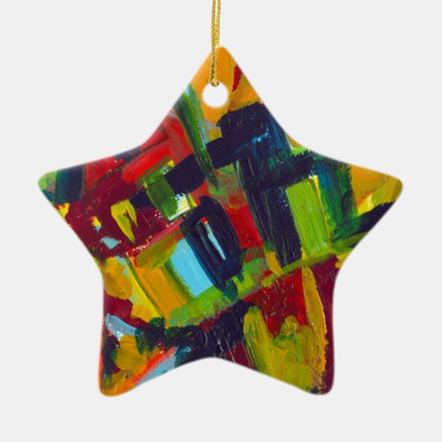 Kandinsky 304 Colourful Abstract Artwork Ceramic Tree Decoration (Front)