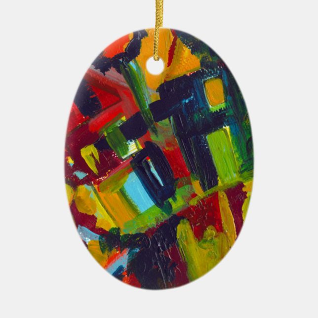 Kandinsky 304 Colourful Abstract Artwork Ceramic Tree Decoration (Front)
