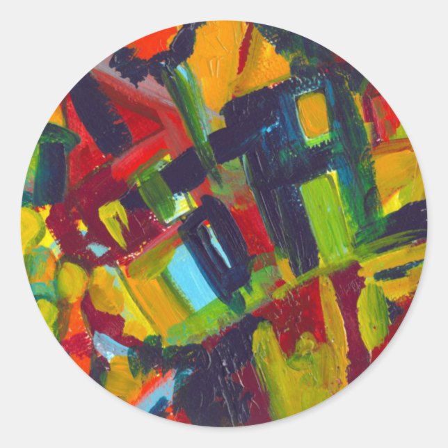 Kandinsky 304 Colourful Abstract Artwork Classic Round Sticker (Front)