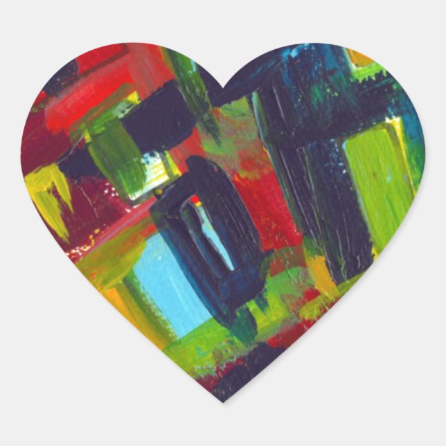 Kandinsky 304 Colourful Abstract Artwork Heart Sticker (Front)