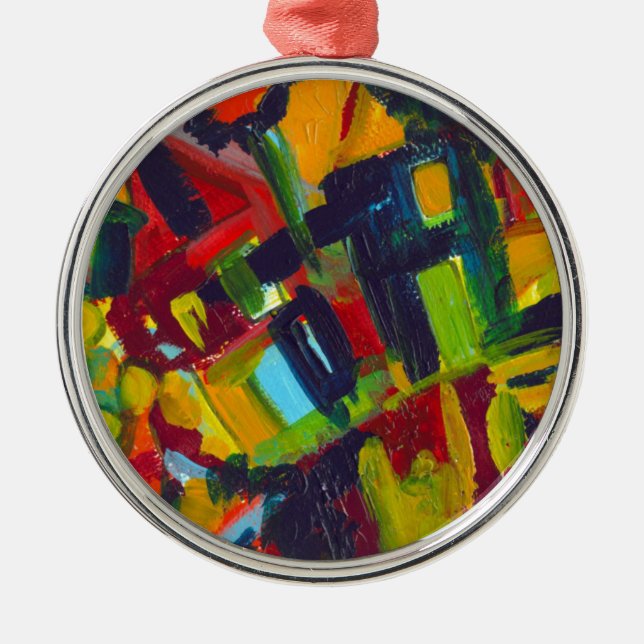 Kandinsky 304 Colourful Abstract Artwork Metal Tree Decoration (Front)