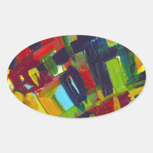Kandinsky 304 Colourful Abstract Artwork Oval Sticker