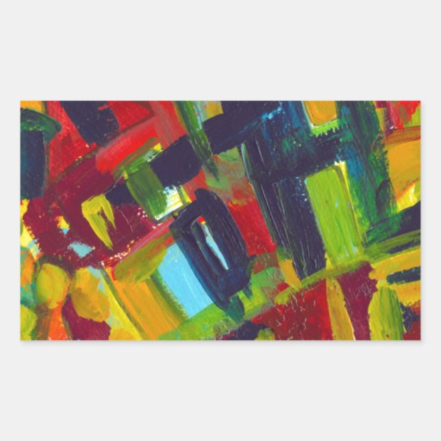 Kandinsky 304 Colourful Abstract Artwork Rectangular Sticker (Front)