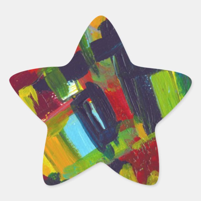 Kandinsky 304 Colourful Abstract Artwork Star Sticker (Front)