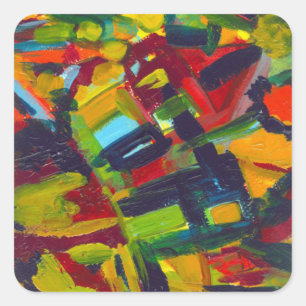 Kandinsky '304' Colourful Abstract Painting Square Sticker