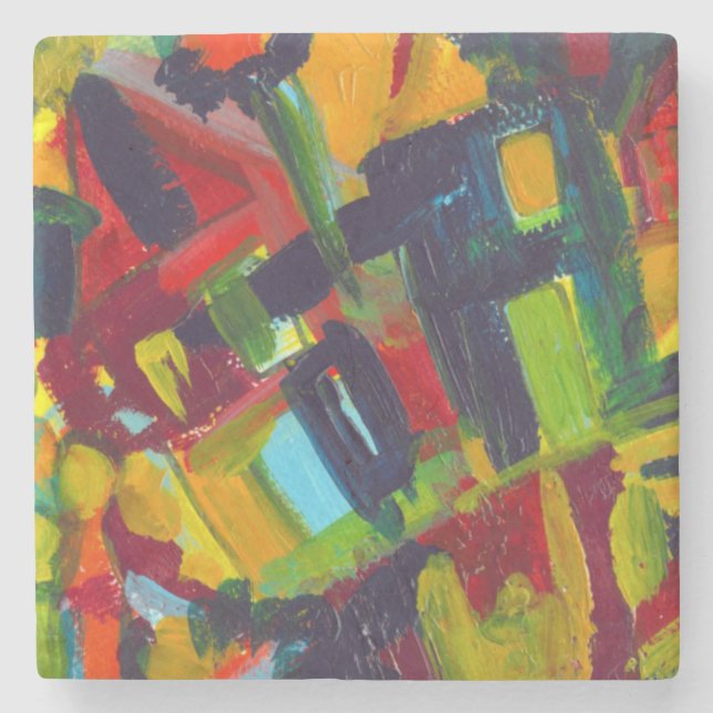 Kandinsky '304' Colourful Abstract Painting Stone Coaster (Front)