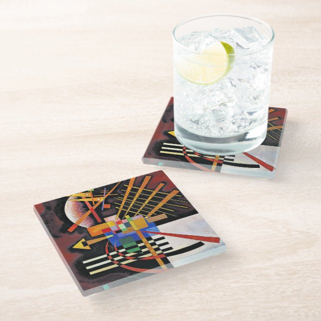 Kandinsky - Above and Left, Glass Coaster (Angled)