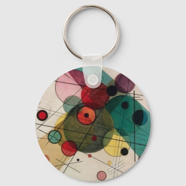 Kandinsky Abstract Circles Button Keychain (Front)