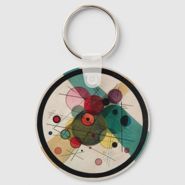 Kandinsky Abstract Circles in a Circle Key Ring (Front)