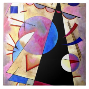 Kandinsky - Abstract Cubism Pinks and Blues Tile