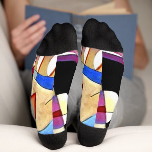 Kandinsky - Abstract Cubism with Pinks and Blues Socks