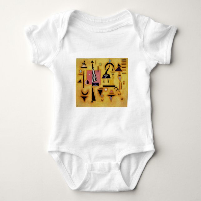 Kandinsky Abstract Decisive Pink Geometric Shapes Baby Bodysuit (Front)