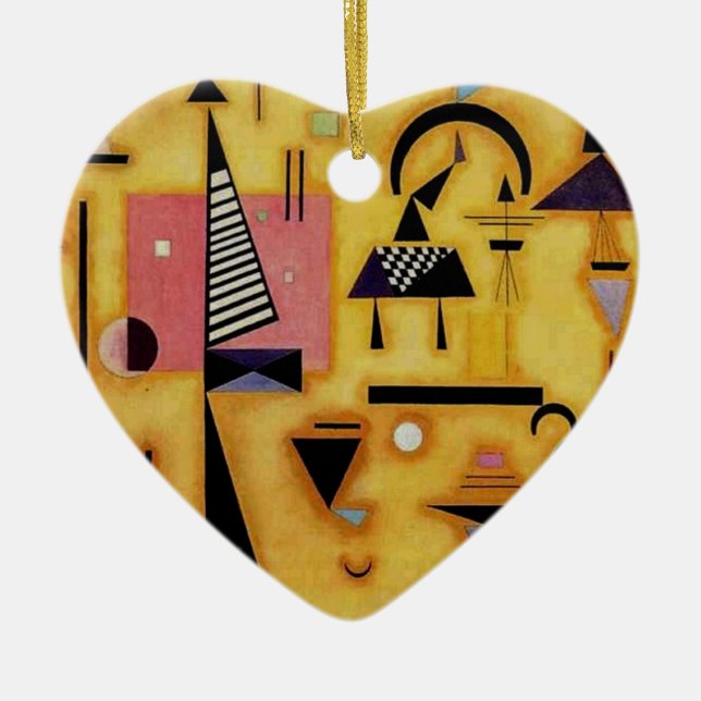 Kandinsky Abstract Decisive Pink Geometric Shapes Ceramic Tree Decoration (Front)