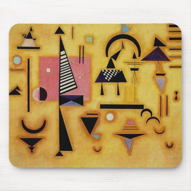 Kandinsky Abstract Decisive Pink Geometric Shapes Mouse Mat (Front)