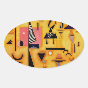 Kandinsky Abstract Decisive Pink Geometric Shapes Oval Sticker