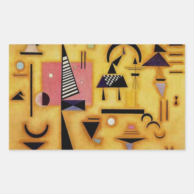 Kandinsky Abstract Decisive Pink Geometric Shapes Rectangular Sticker (Front)